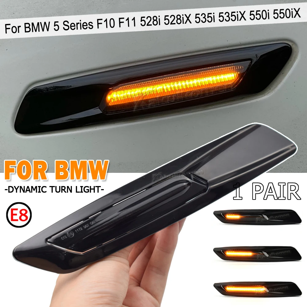 2X LED Sequential Fender Indicator Side Marker Blinker Turn Signal Lights for BMW 5 Series F10 F11 528i 528iX 535i E46 E60 E61