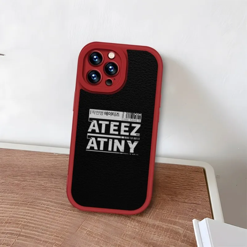 KPOP ATEEZ Logo Phone Case Red For IPhone 14 11 13 12 Pro Max Mini Xs X Xr 7 8 Plus SE2020 Leather Silicone Soft Texture Coque