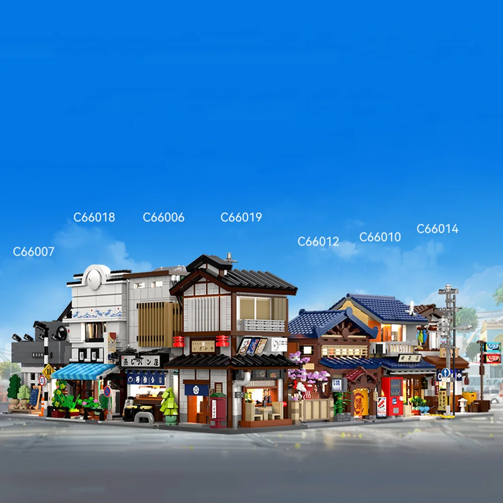 

Japan City Street View Building Block Japanese Bathhouse Coffee Tea House Sushi Restaurant Yakitori Izakaya Brick Toy With Light