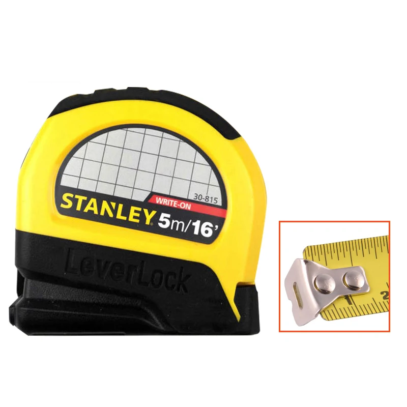 STANLEY Self LeverLock Metric English Tape Measure 5M 16Inch Double Scale Woodworking Ruler STHT30815-23