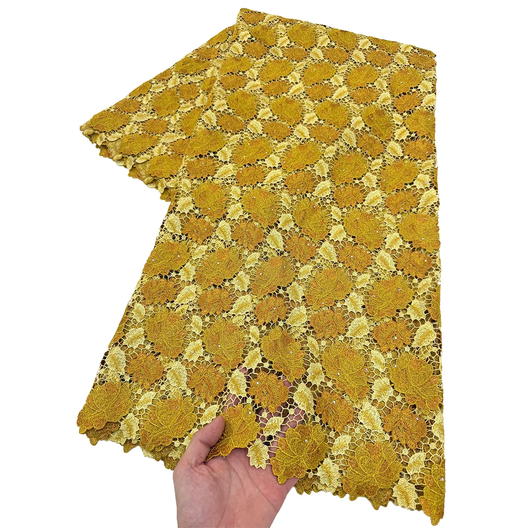 2026 African Guipure Cord Lace Cotton Embroidered Traditional Inspired Women's Garment Water Soluble Fabric for Occasional Wear
