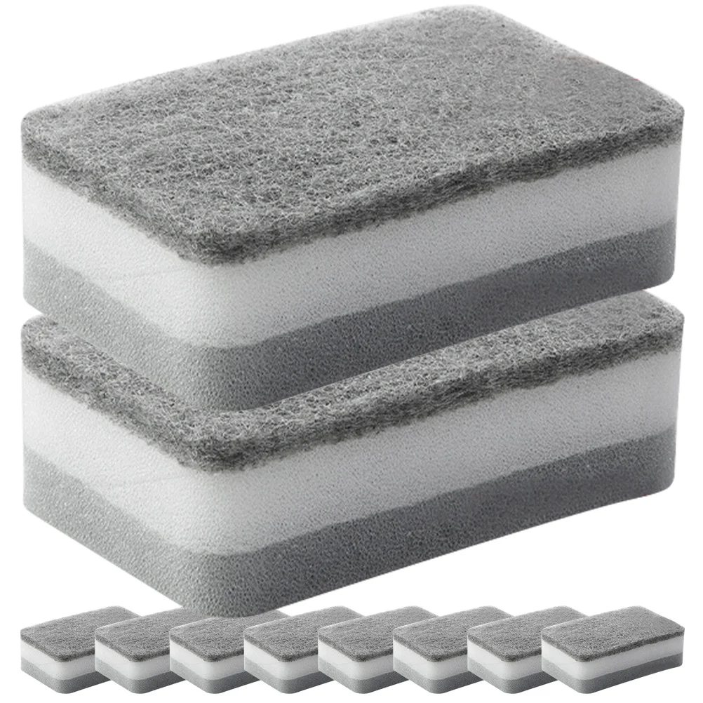 Esponjas de limpieza para lavado de platos, estropajo, cepillo de cocina, color gris, 10 Uds.