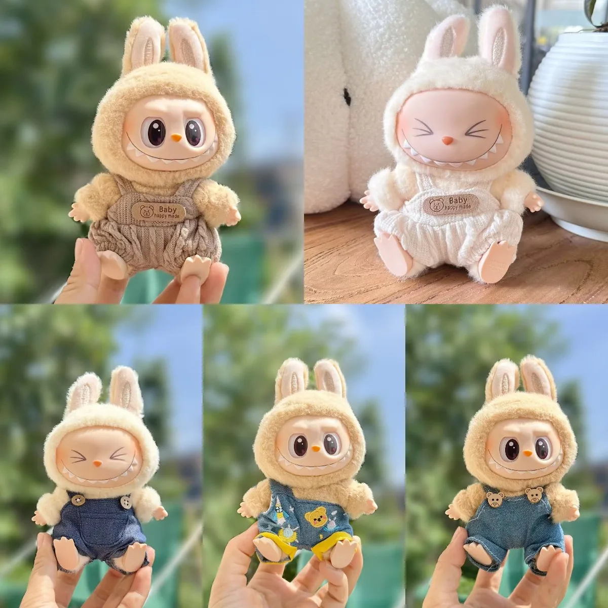 Cute Mini Plush Doll'S Bib Pants 17cm Labubu I II Idol Dolls Accessories For Korea Kpop Exo Sitting Party Clothing