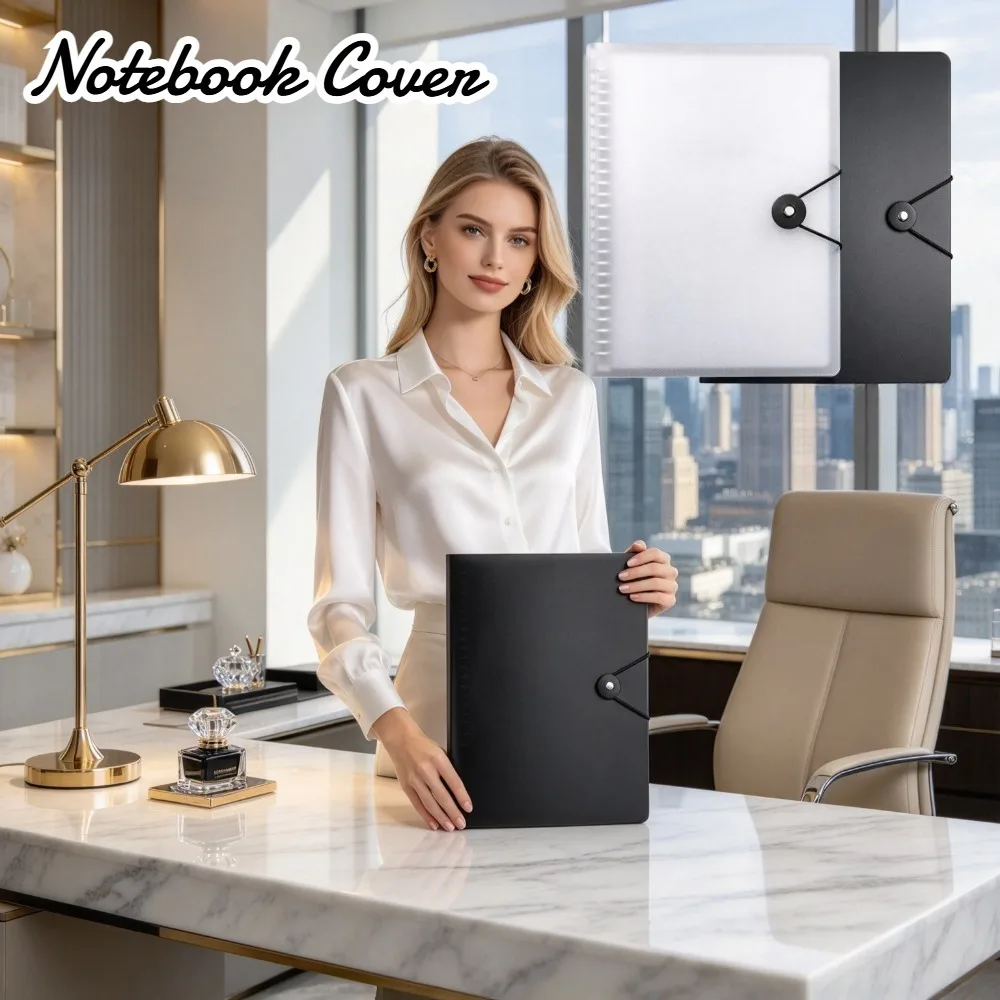 1pc Loose Leaf Binder - 5-Ring Adjustable A4 Notebook Cover | Refillable Inner Pages for Office/Student Use, Crystal Clear
