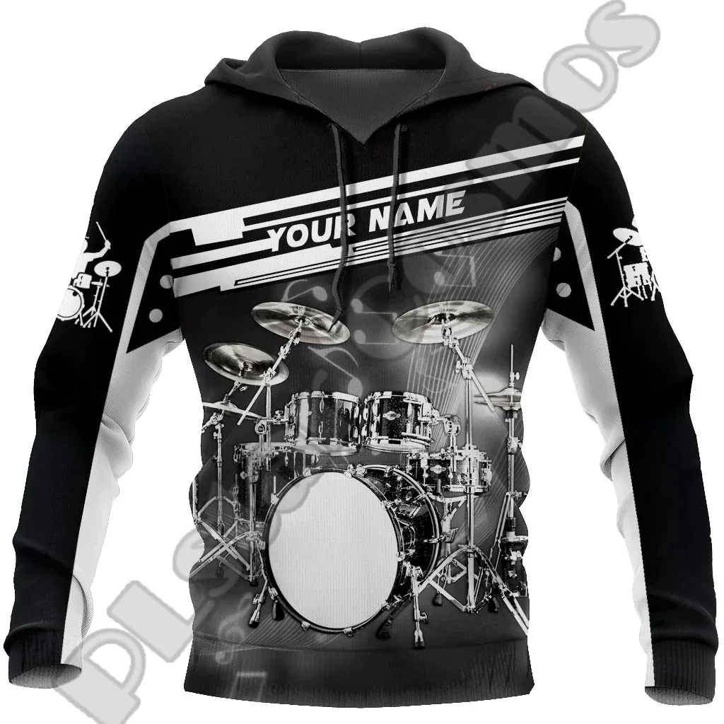 Newfashion Custom Naam Muziek Drummer Drums Kleurrijke Polyester Vintage Trainingspak 3Dprint Harajuku Casual Grappige Hoodies Jas X4