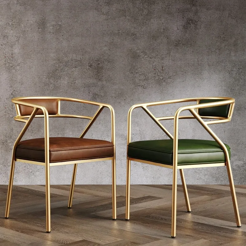Light Luxury Dining Chair Household Makeup Wrought Iron Backrest Modern Simple Cafe Conference Negotiation Chair