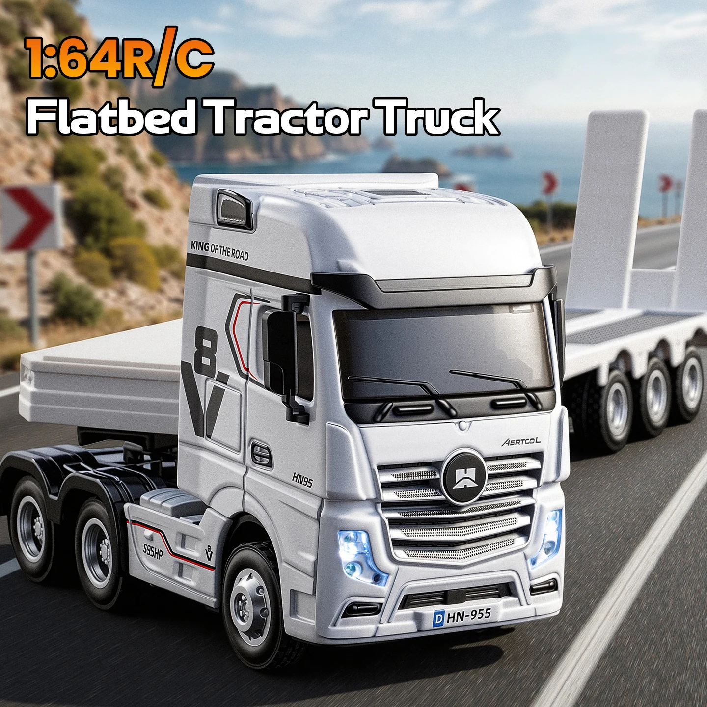 HUINA 1/64 12CH RC Flatbed Tractor Slide-tray Remote Control Tow Truck Engineering Vehicle Electric Machine Toys for Kids Gifts