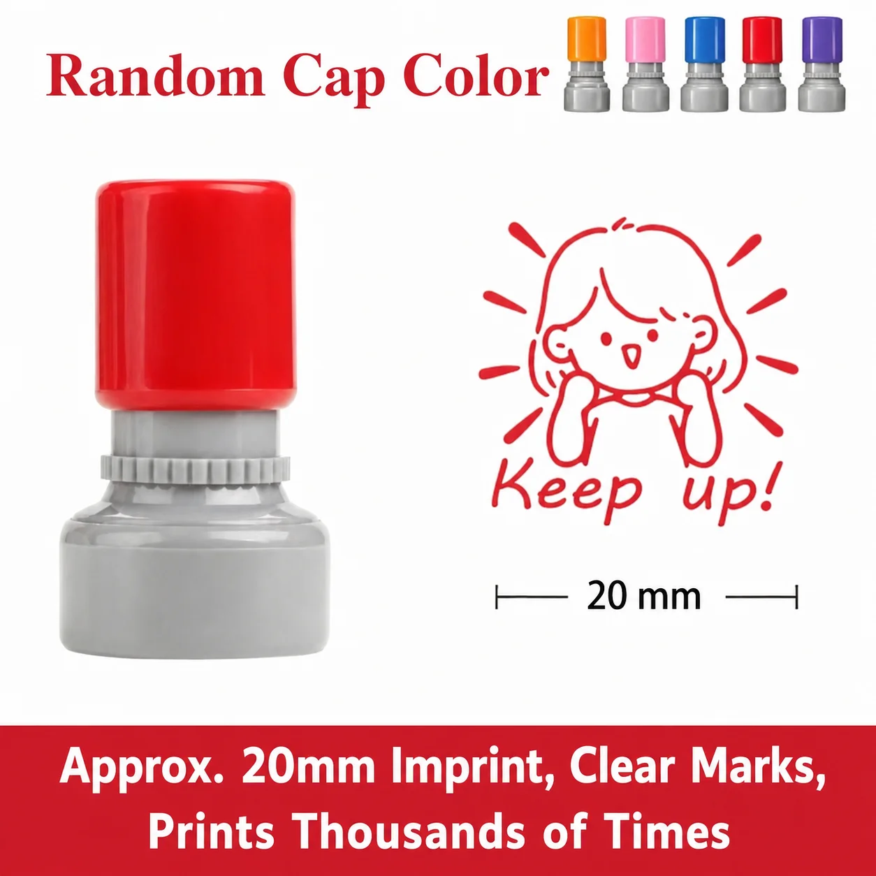 Round Pre-Inked English Teacher Feedback Stamp 20mm Clear Encouragement Comment Scrapbooking Stamp for Student Homework Grading