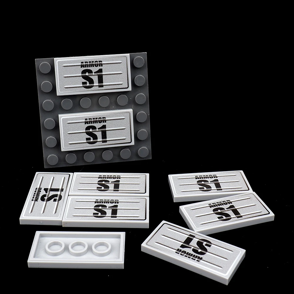 MOC 10PCS Printed 87079 Tank S1 Iron Plate Pattern Building Blocks Armored Car Scene Board Bricks Toy Adults Boys Special Gift