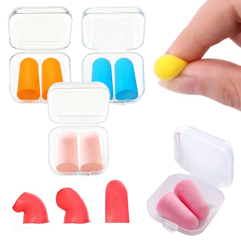 Tapones para los oídos de esponja, caja de colores mezclados al azar, cómodos, antiruido, Protector de oídos de espuma suave para dormir, Hotel, Camping, ZYF, 5/10 pares