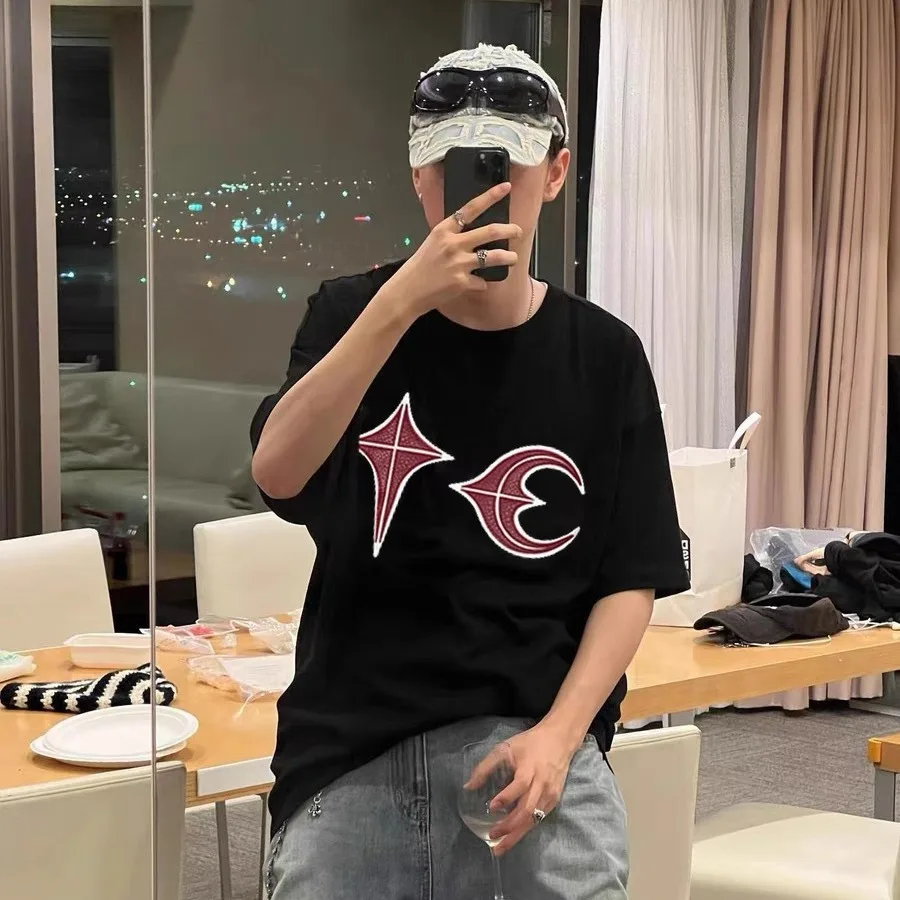 

Thug Club New Patchwork Embroidered Short-Sleeve Basic Korean-Style Niche T-Shirt for Summer