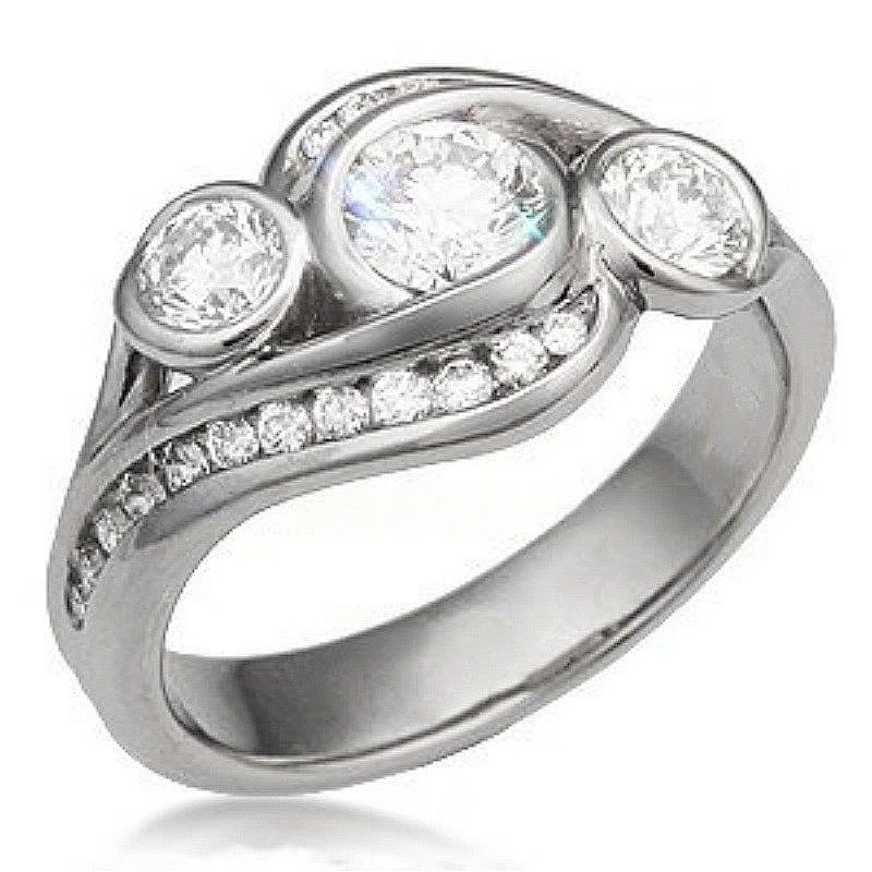Eleganter, stilvoller, silberbeschichteter Hochzeitsring mit synthetischem Zirkonia für Damen – Modischer geometrischer Schmuck für Bankette und Jubiläen