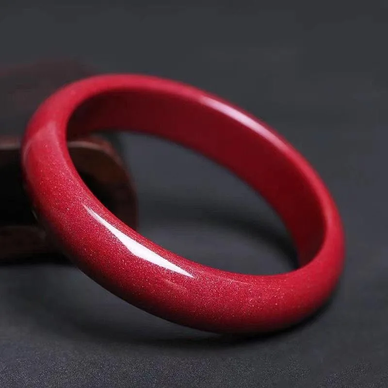 

Natural Red Cinnabar Bracelet Bangle Purple Gold Sand Chinese Carved Fashion Charm Jewelry Accessories Amulet Gifts Women Luxury