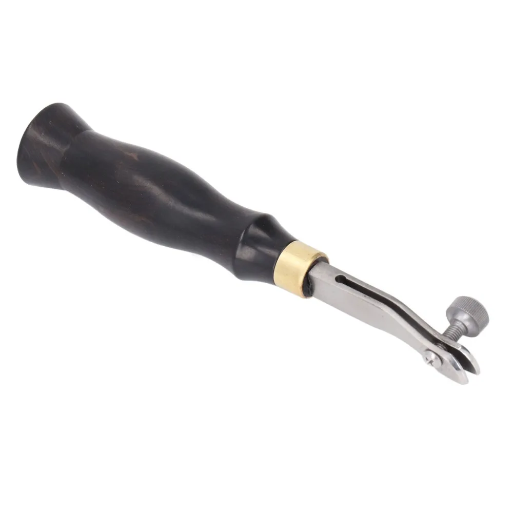 0.5mm Adjustable Leather Edge Beveler Wooden Handle Stainless Steel Leather Edge Creaser Leather Groover Tool For Leathercraft