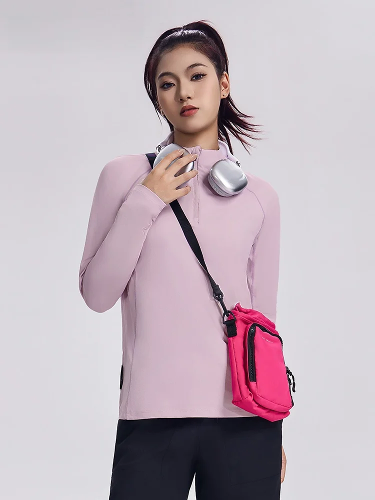 

Sporty Long Sleeve Zipper T-Shirt Women's Slim Fit Quick Dry Running Fitness Outdoor Commuting Style Pure Color Polyester Fiber