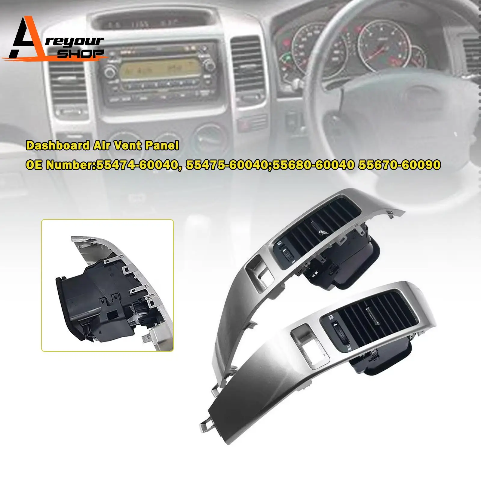

Панель вентиляционного отверстия приборной панели для Toyota Land Cruiser Prado Lexus GX470 2003, 2004, 2005, 2006, 2007, 2008, 2009,