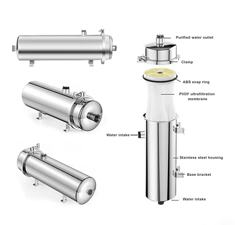 New 1000L/H 4GPM Ultrafiltration Water Filter Stainless Steel Under Sink Water Filter System with Washable UF membrane