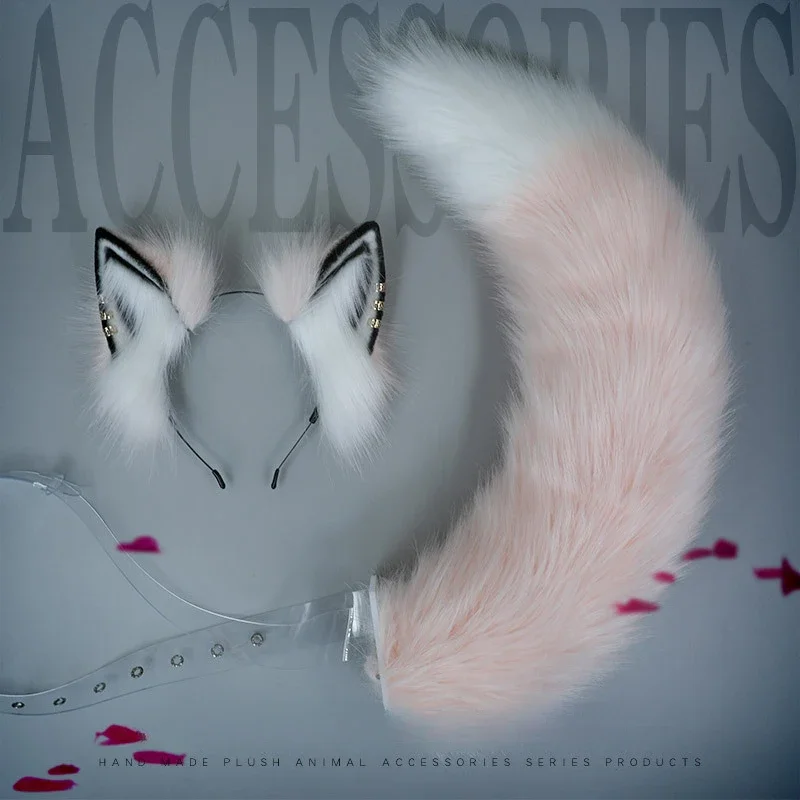 

Lovely Faux Fur Head Band Furry Animal Beast Ears Headwear Beast Tail Set Kawaii Accessories for Cosplay Party Accessaries