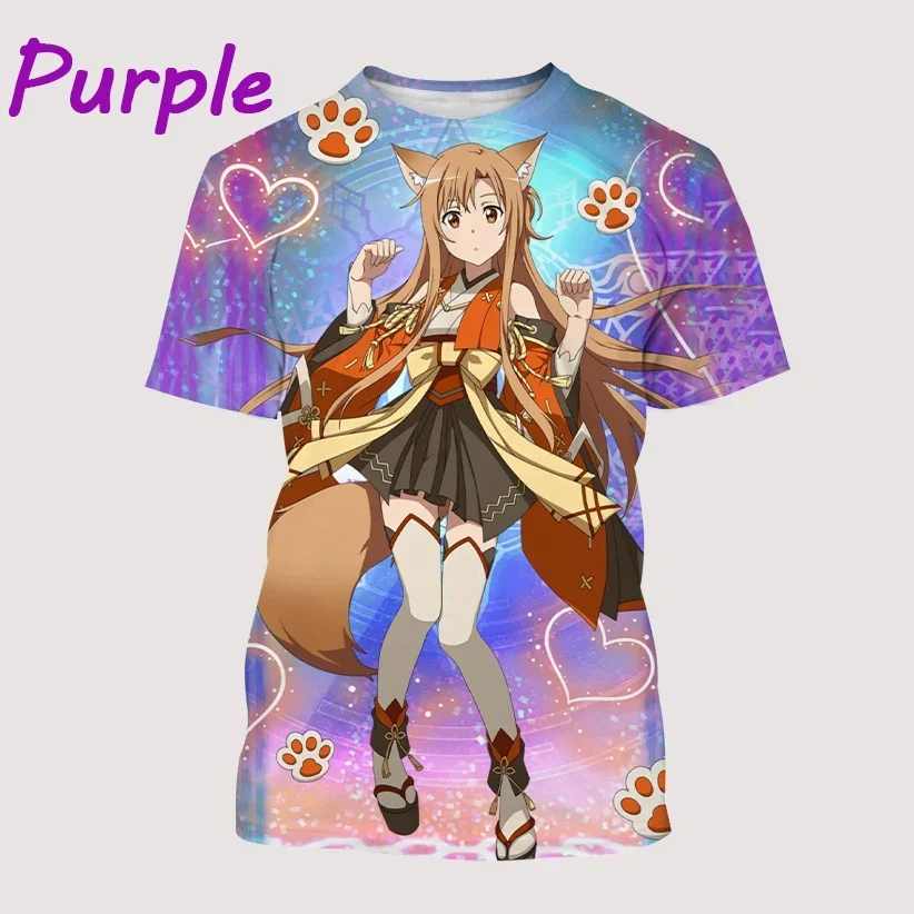 Summer New Anime SAO T-Shirt Sword Art Online 3D Printed T-Shirt Harajuku Unisex Casual T-Shirt