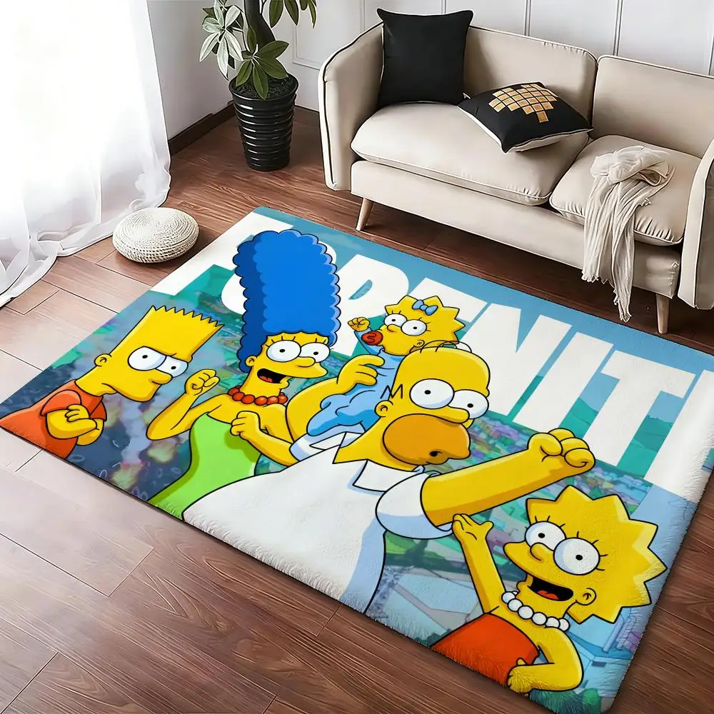 The-Simpsons Cartoon TV Series Floor Mat Soft Thickened Absorbent Non-Slip Bedroom Living Room Door Mat Home Decor Flannel Rugs