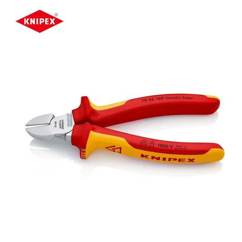 KNIPEX 70 06 160 Diagonal cutter chrome plated, insulated multi-component grip, VDE tested 160 mm