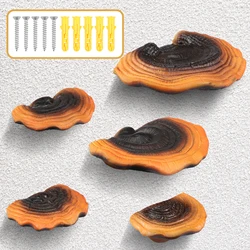 5Pcs Simulated Mushroom Ganoderma Resin Mushroom Floating Shelves Garden Tree Decor Home Wall Decor Gecko Reptile Hanging Shelf