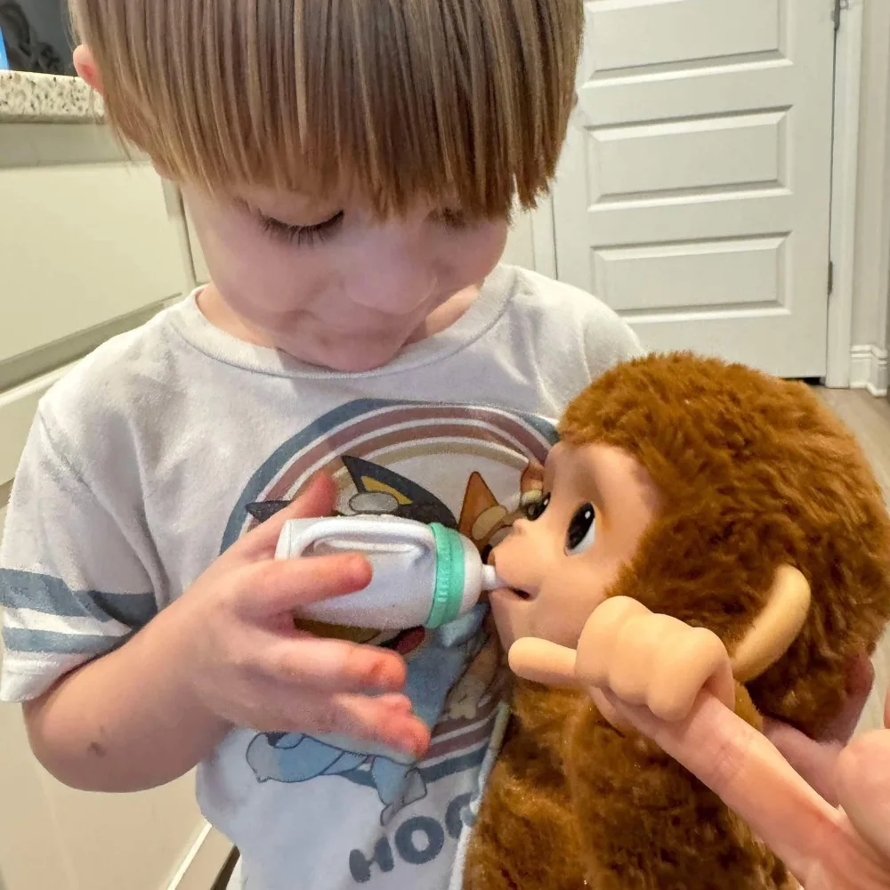 Little Livelife Pets Mango Monkey Interactive Pet Toy Sound Activated Talking Monkey Plush Toy Electronic Pet Play Table Display