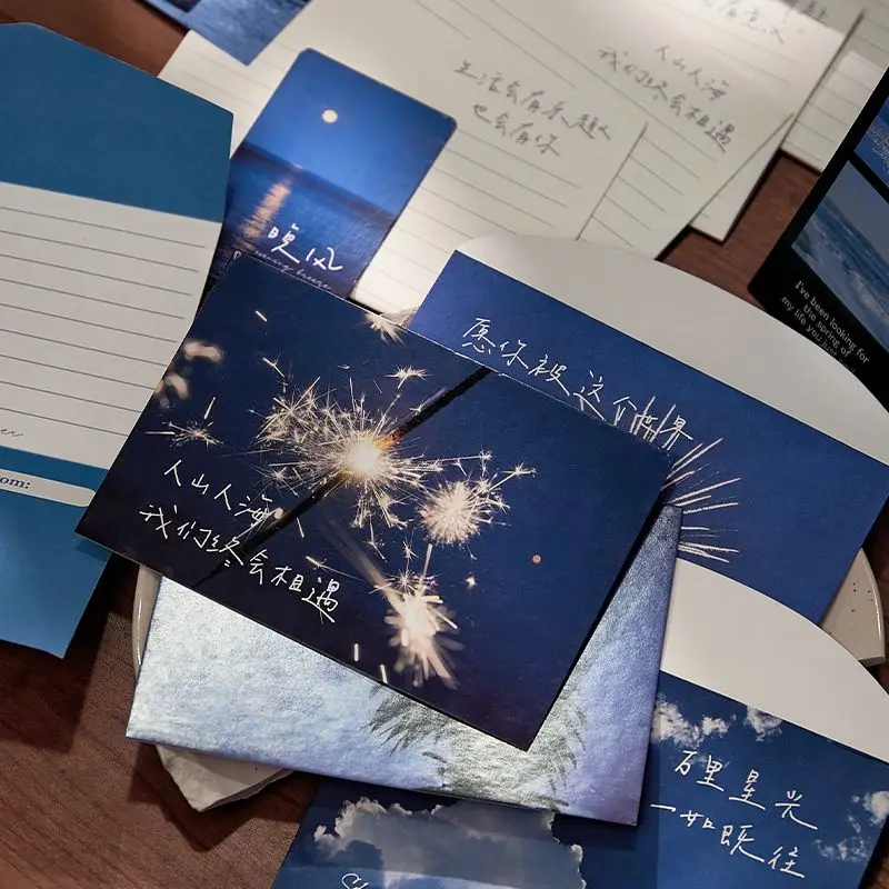 Papel de carta de sobre romántico escrito a mano, carta de amor Senior, juego de arte Simple para pareja