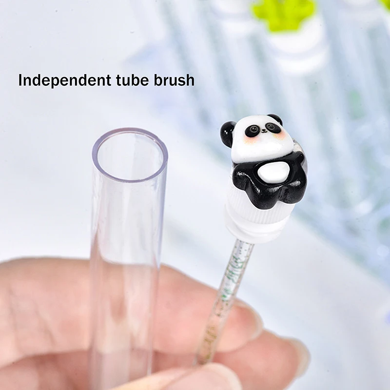 1/2/5 pçs bonito panda bambu cílios escova tubos com cristal lash rímel varinhas sobrancelha pente carretéis aplicadores ferramentas de maquiagem