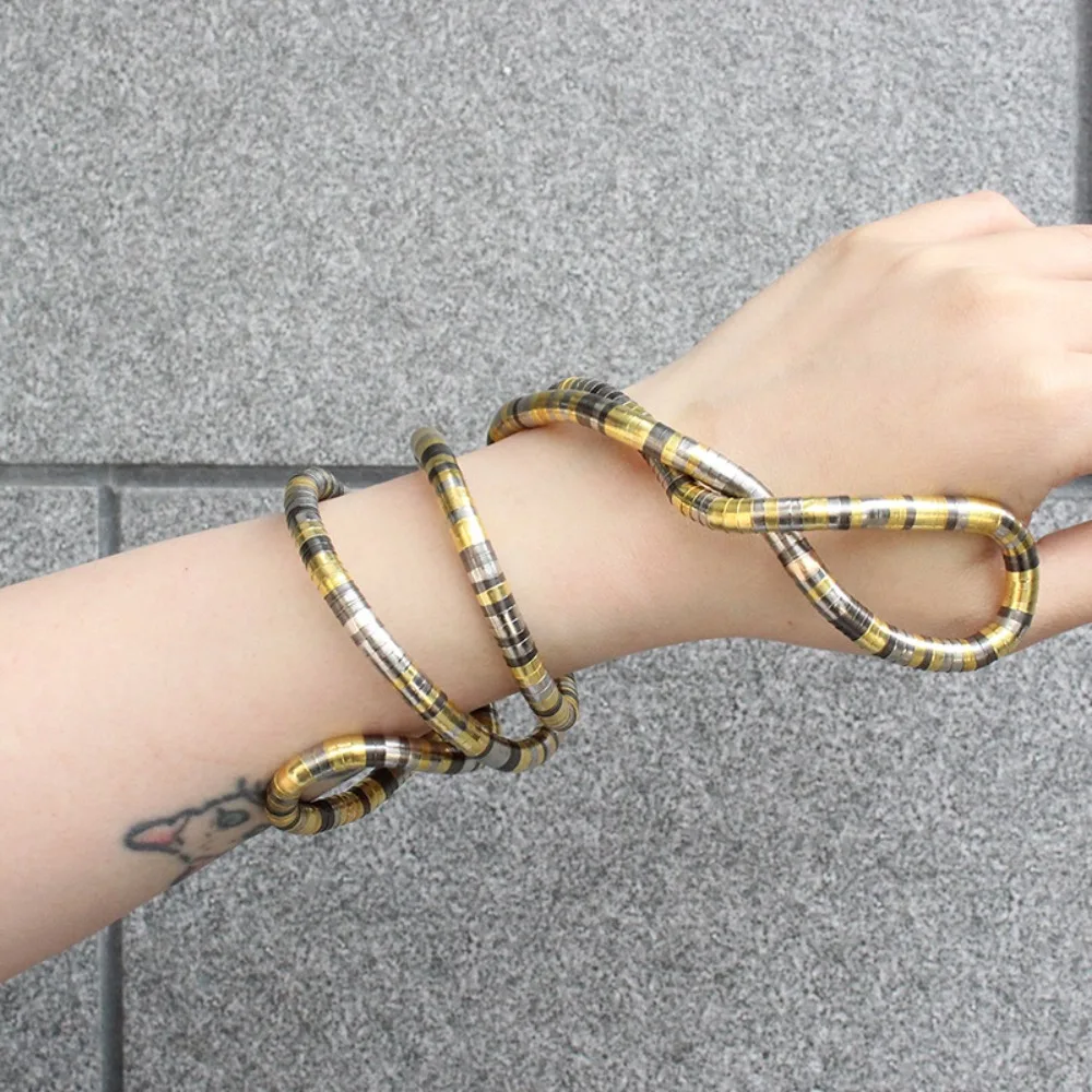 Creative Gift Alloy Bendable Snake Silver Color Twistable Flexible Choker Gold Color Punk Bracelet Jewelry Accessories