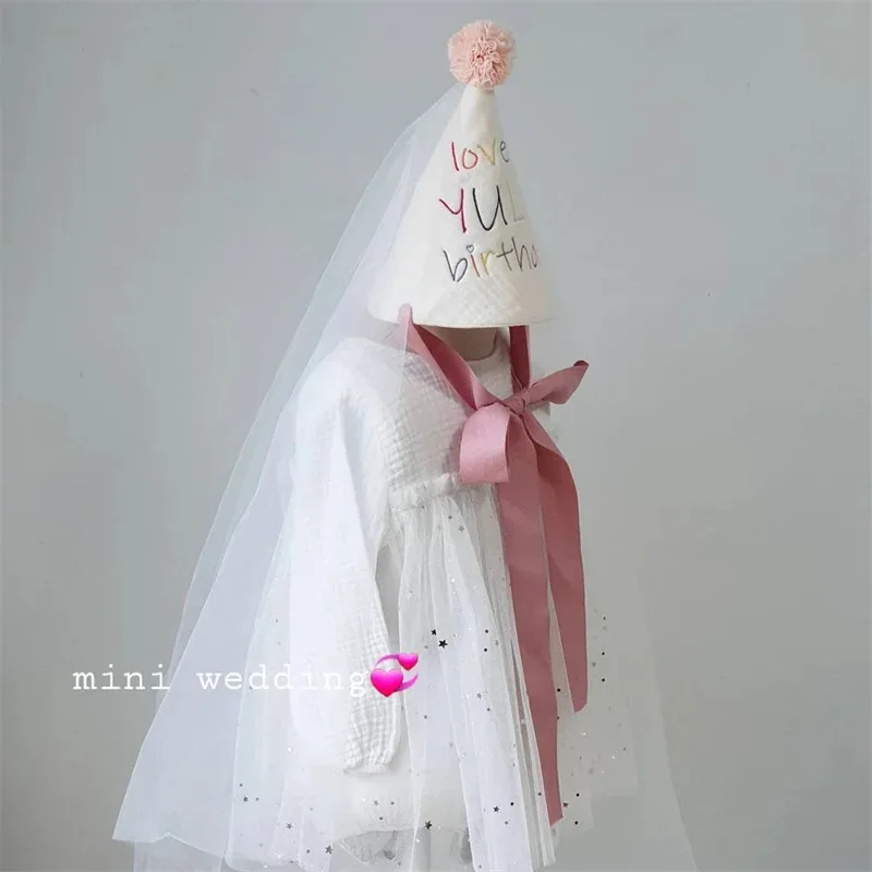 Korea Style Baby Birthday Hat Kids Boy Girl Prince Princess Soft Fabric Party Caps Stitchwork Costume Headwear Colorful Props