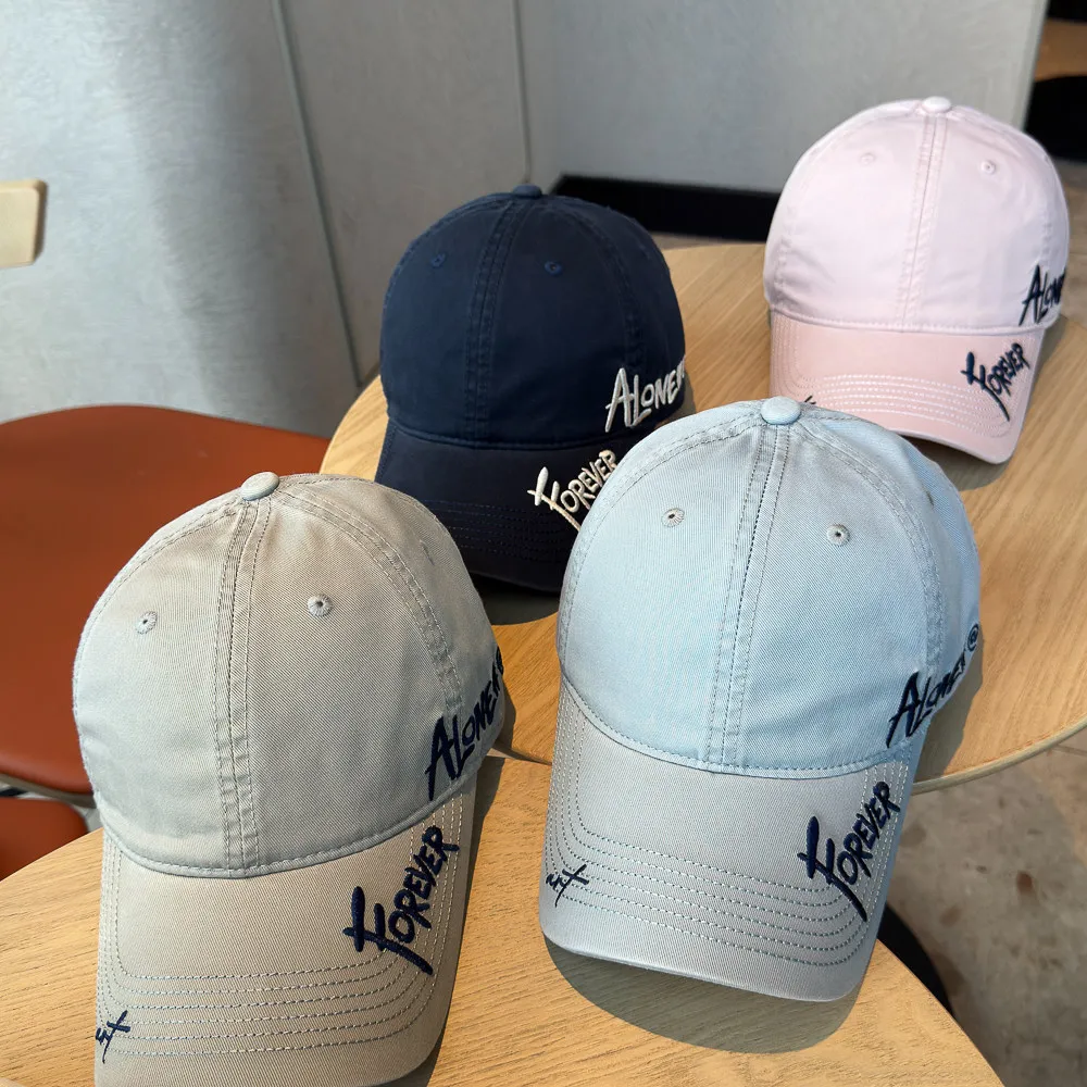 

Curved Brim Ripped Peaked Cap, Korean Style Casual Face-slimming Baseball Cap Women Simple Commute Sun Protection Hat