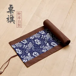 2025 Peony Flower Chinese Tea Towel For Tea Table Large Size 150x32cm Zen Tea Tray Mat For Piano Table Cotton Linen Table Runner