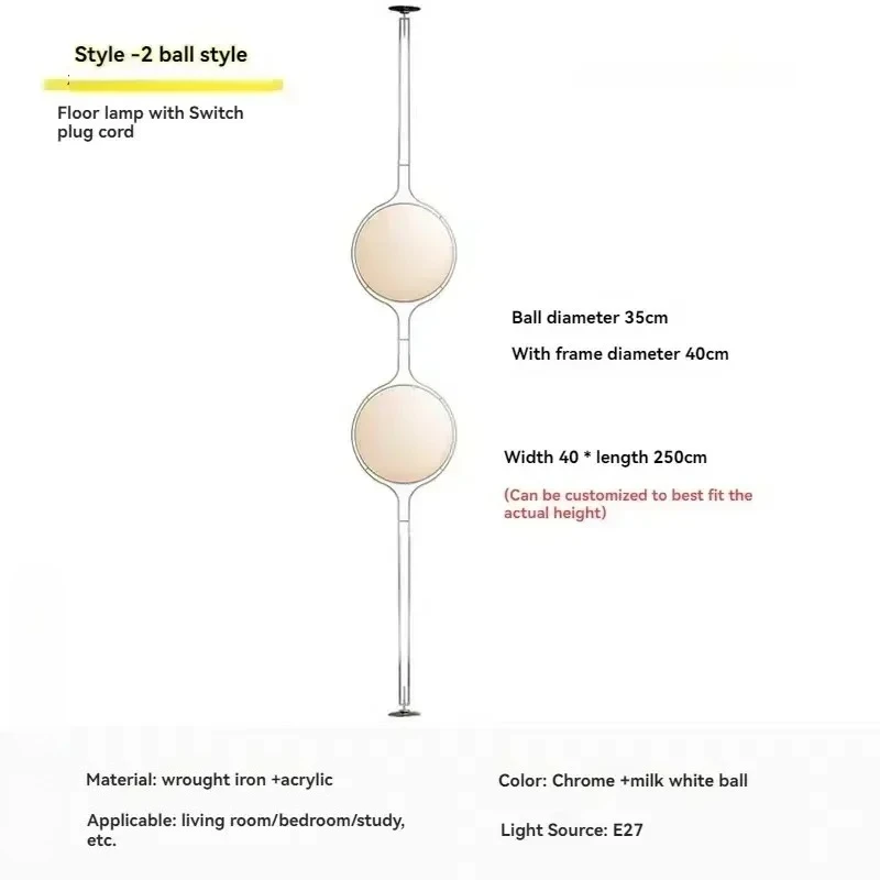 Italien Design Chrom Metall LED Stehlampen Kreative Weiße Acryl Kugel Stehleuchte Wohnzimmer Schlafzimmer Hause Beleuchtungskörper