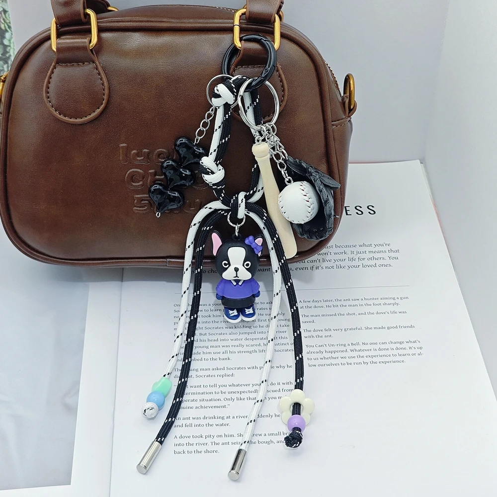 Bulldog Francés deportes perro bolsa colgante Bull Terrier llavero mujeres maximalismo llavero bolsa decoración Ins regalo de cumpleaños