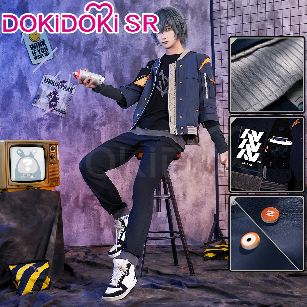 متوفر في المخزون أزياء تنكرية حكيمة لعبة Zenless منطقة صفر تأثيري DokiDoki-SR الحكيمة تأثيري الرجال اليومية زي عشوائي Paly Wise شعر مستعار
