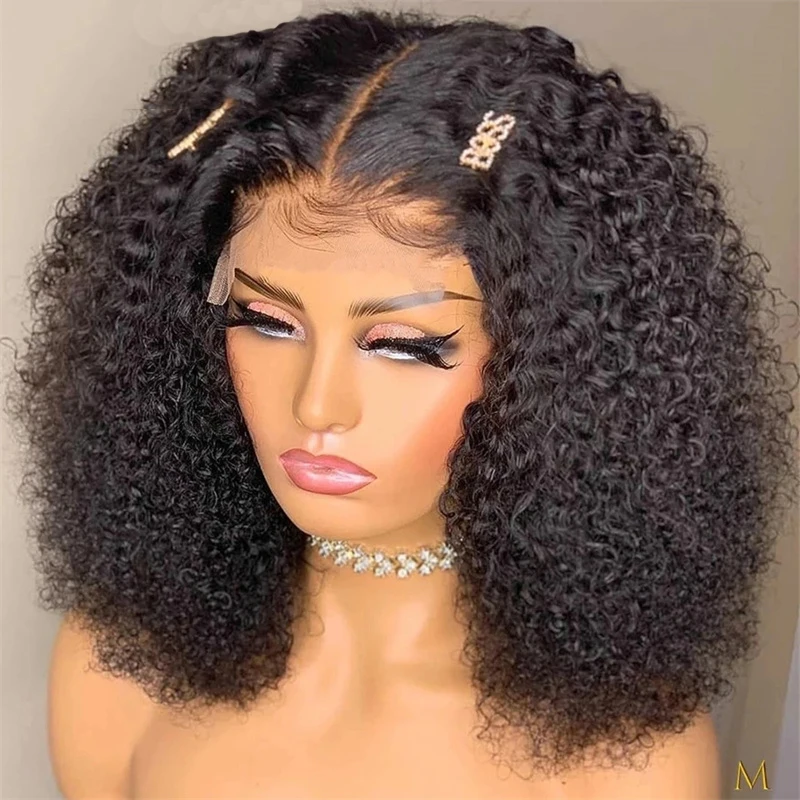 

180%Density Soft 26"Long Kinky Curly Lace Front Wigs Black Color For Women Baby Hair Glueless Preplucked Daily Wear Wigs