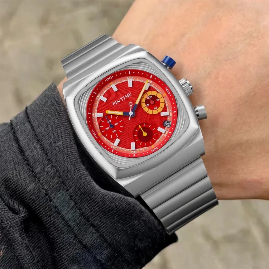 Six-pin Multifunctional Quartz Watch Men High Quality Dpecial Blade Design Personalize Creative Steel Unique Men Men AAA Clock