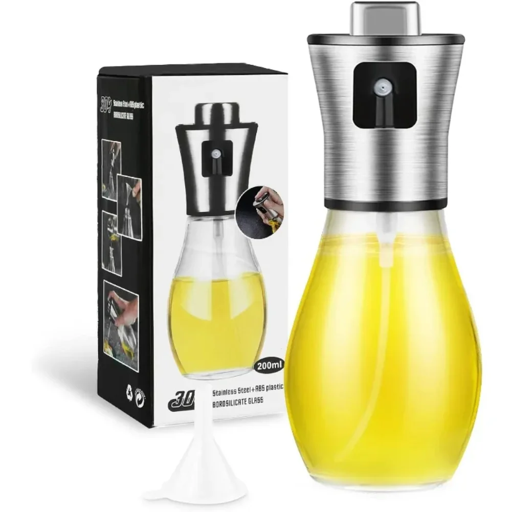 

Oil Sprayer for Cooking, 200ML Olive Oil Sprayer Mister, stainless steel Oil Spray Bottle,Portable Oil Spritzer Kitchen Gadgets