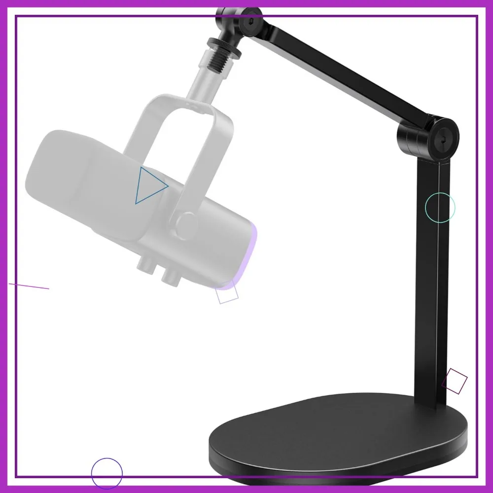 حامل ميكروفون عالي التحمل مع محولات عالمية، ذراع مرن لتركيب المكتب، أسود