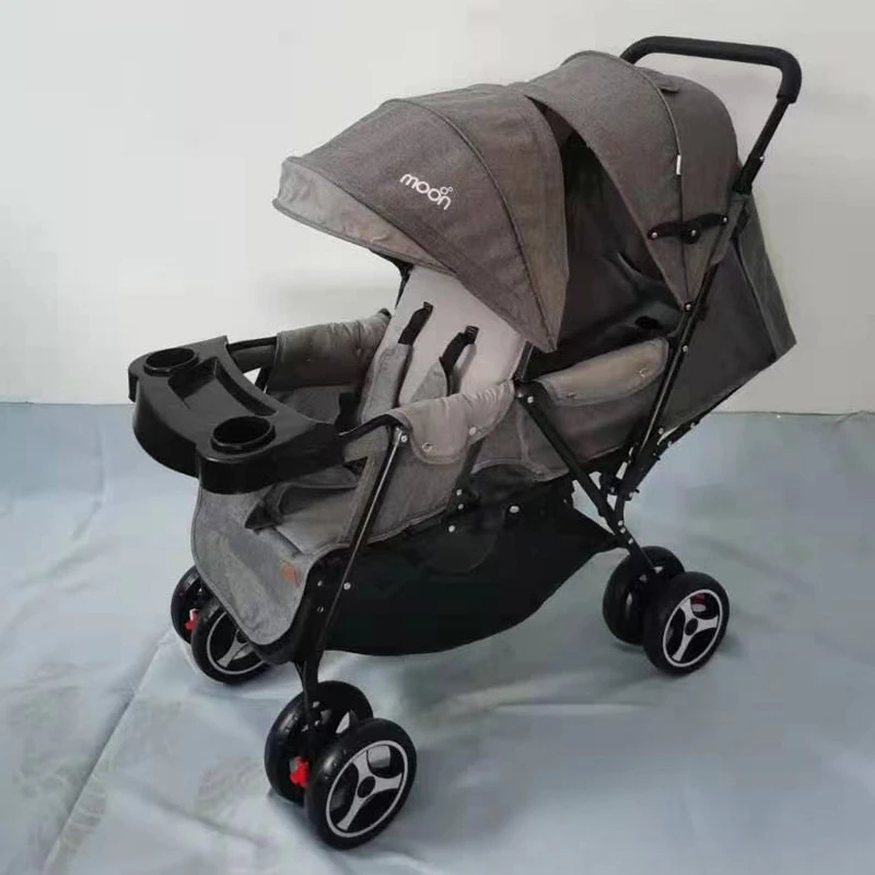 

Extra-Wide Double Baby Pushchair with Detachable Bassinet Shock-Absorbing Wheels Breathable Canopy for Twins Comfortable Riding