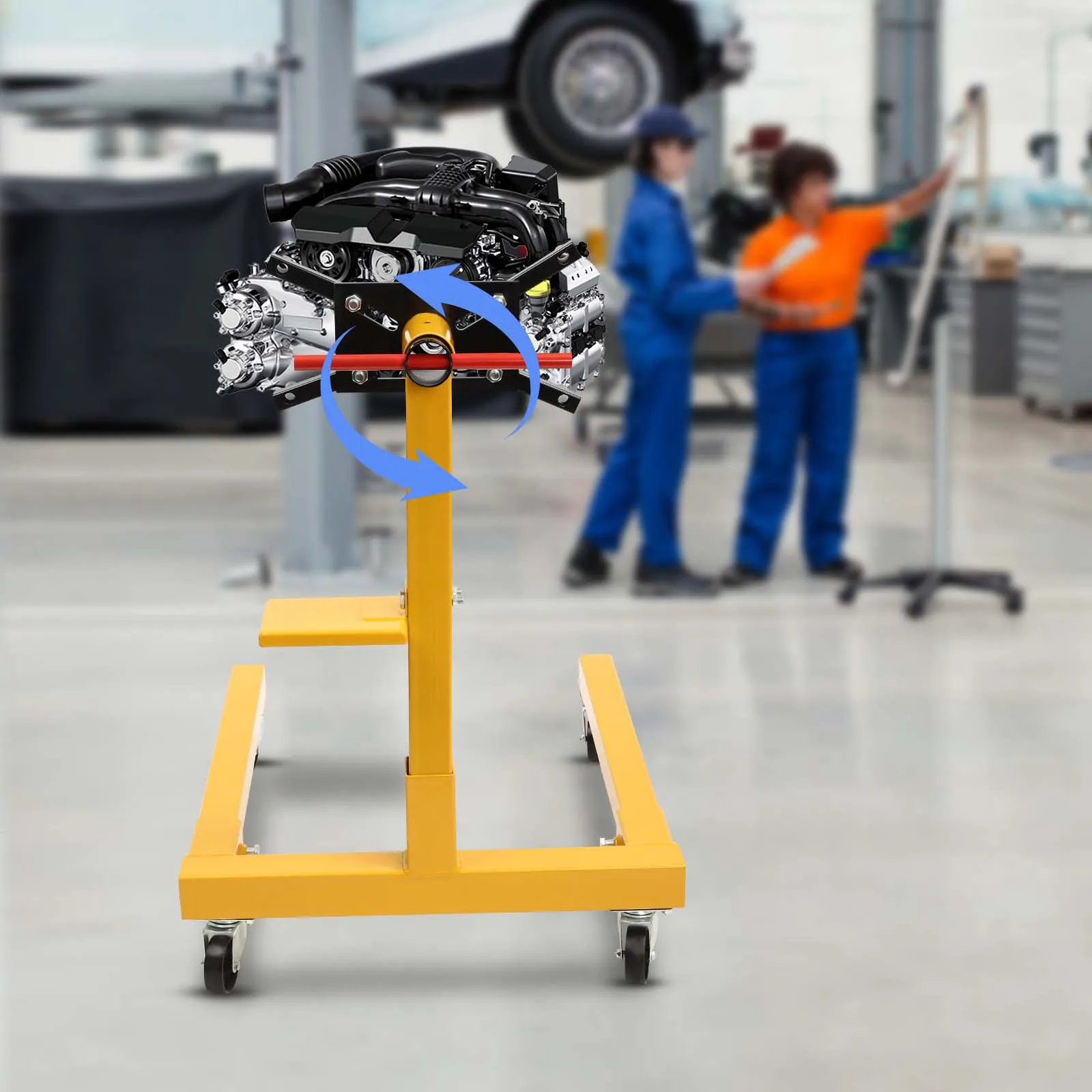 

1250lbs Engine Stand 360° Adjustable Swivel Caster Wheels Rotating Engine Stand Heavy-Duty Square Steel Frame