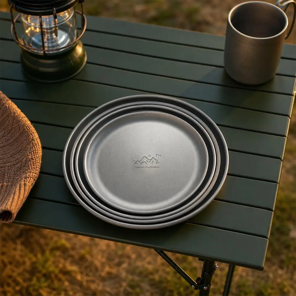 Ultraleichte Campingplatte aus Titan | Stapelbares Camping-Reisegeschirr | Backcountry-Geschirr für Rucksackreisen und Picknickausrüstung – Detail 4