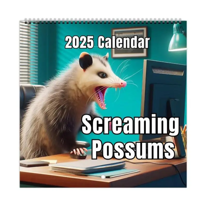 

2025 Screaming Opossum Calendar New Monthly Planner Funny Opossum Picture Home Ornaments Novelty Year 12 Month Schedule gifts