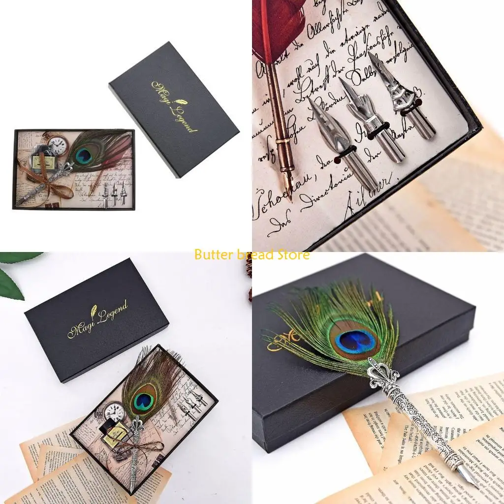 

W89C Vintage Handmade Quill Dip Fountain Pen + Writing 3 Nibs