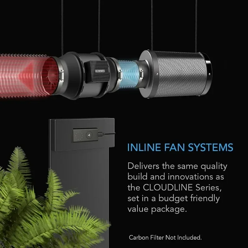 AC Infinity Air Filtration Kit 4”,CLOUDLINE LITE Inline Fan and Carbon Filter Combo,Cooling and Ventilation System for Grow Tent