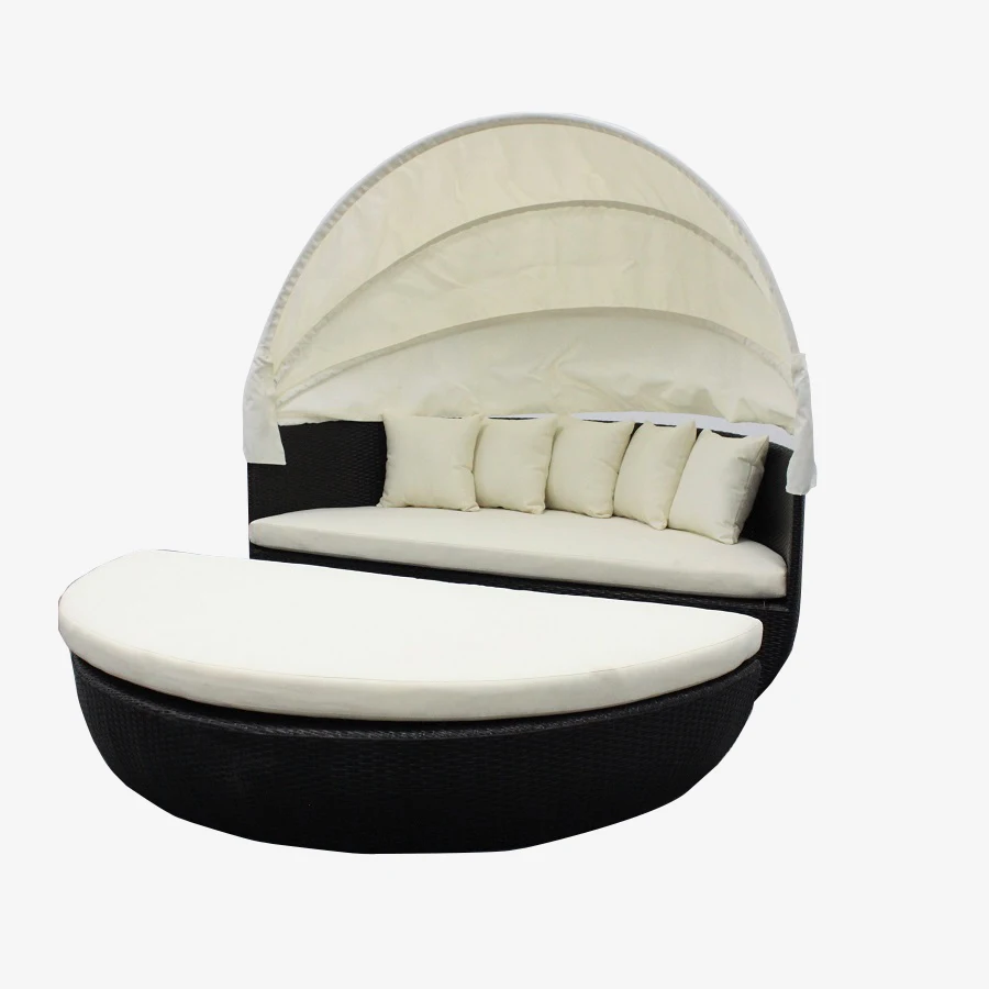 

New Fashion Soft Beach Resort Patio Rattan Daybed Wicker Furniture Pool Outdoor Sun Bed Lounge Chair