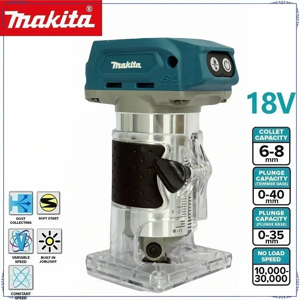 

Makita DRT50 18V Brushless Cordless Trimmer Woodworking Trimming Slotting Milling Engraving Machine Power Tool