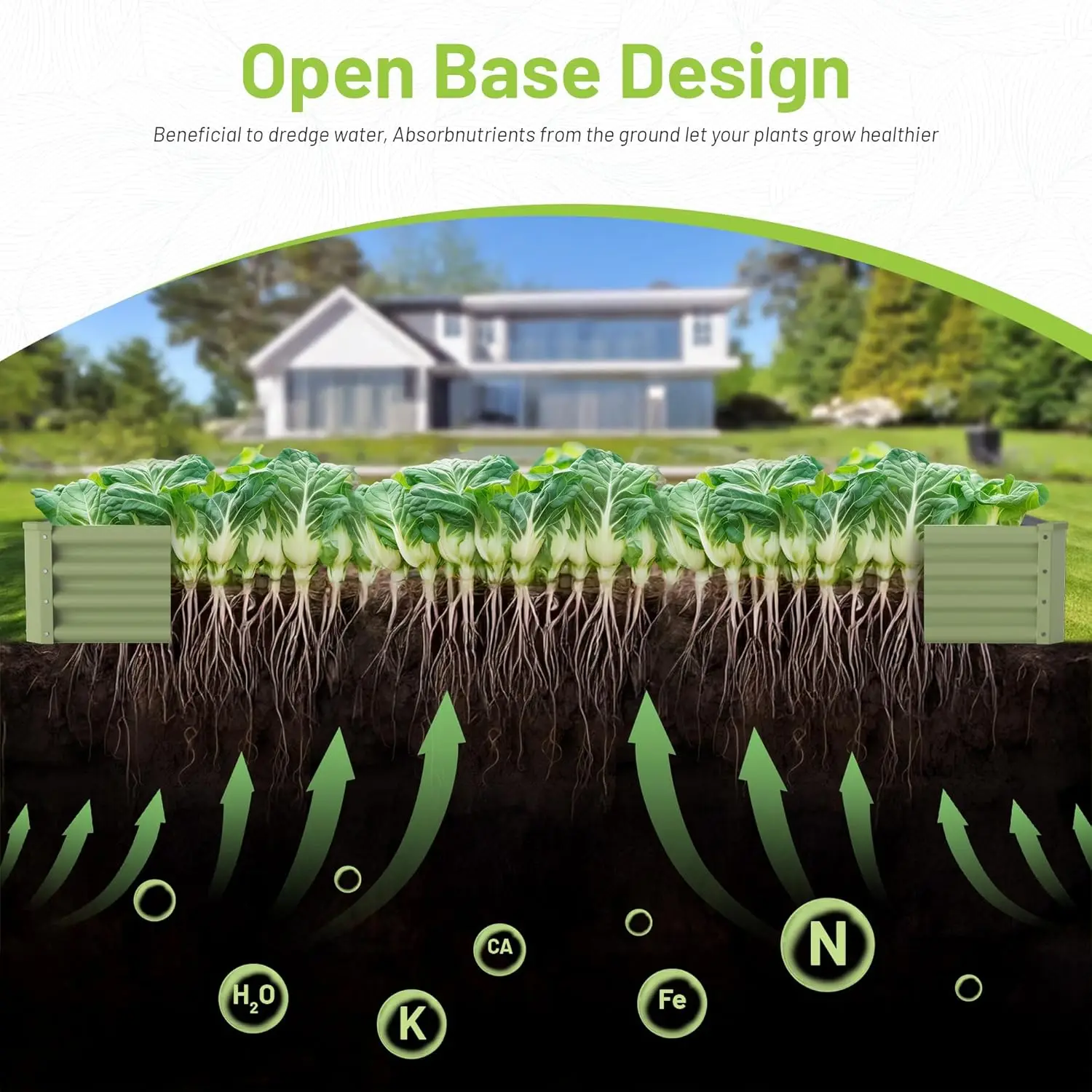 Outdoor Vegetable Gardening Metal Raised Bed, Galvanized Steel, 8x4x1FT Large Green Planter Box view 2