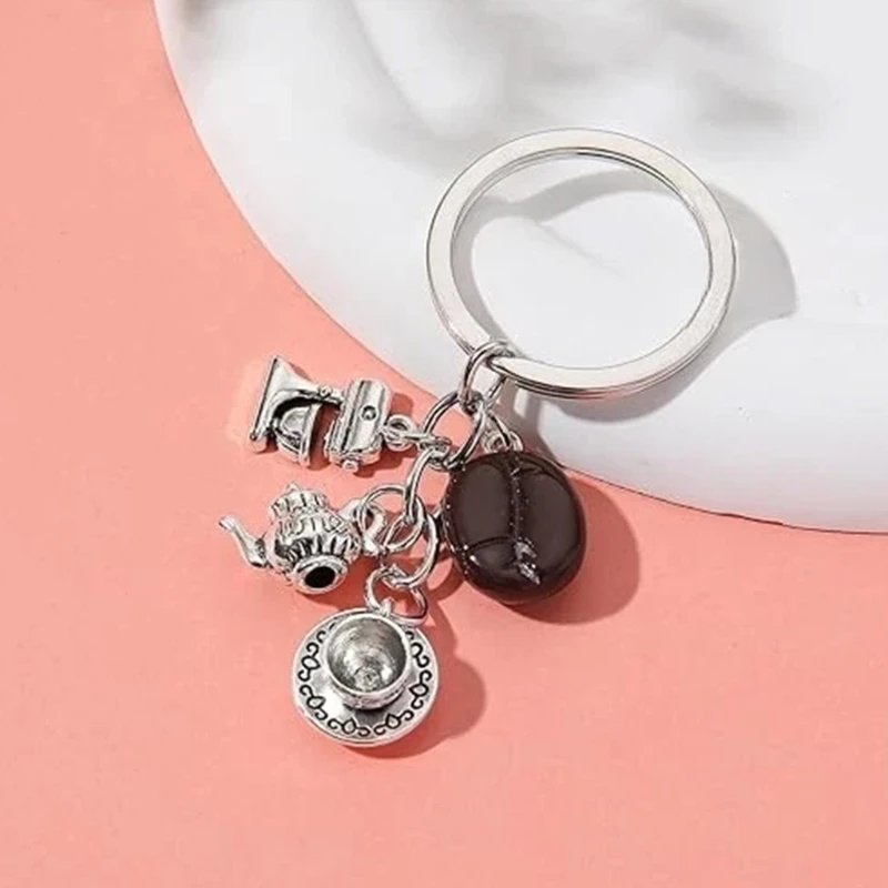 367C Stylish Alloy Coffee Bean Keychain Decoration For Keys Bags And Everyday Use